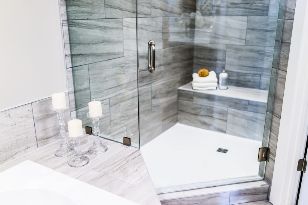 Modern Stone Grey Tiled Bathroom