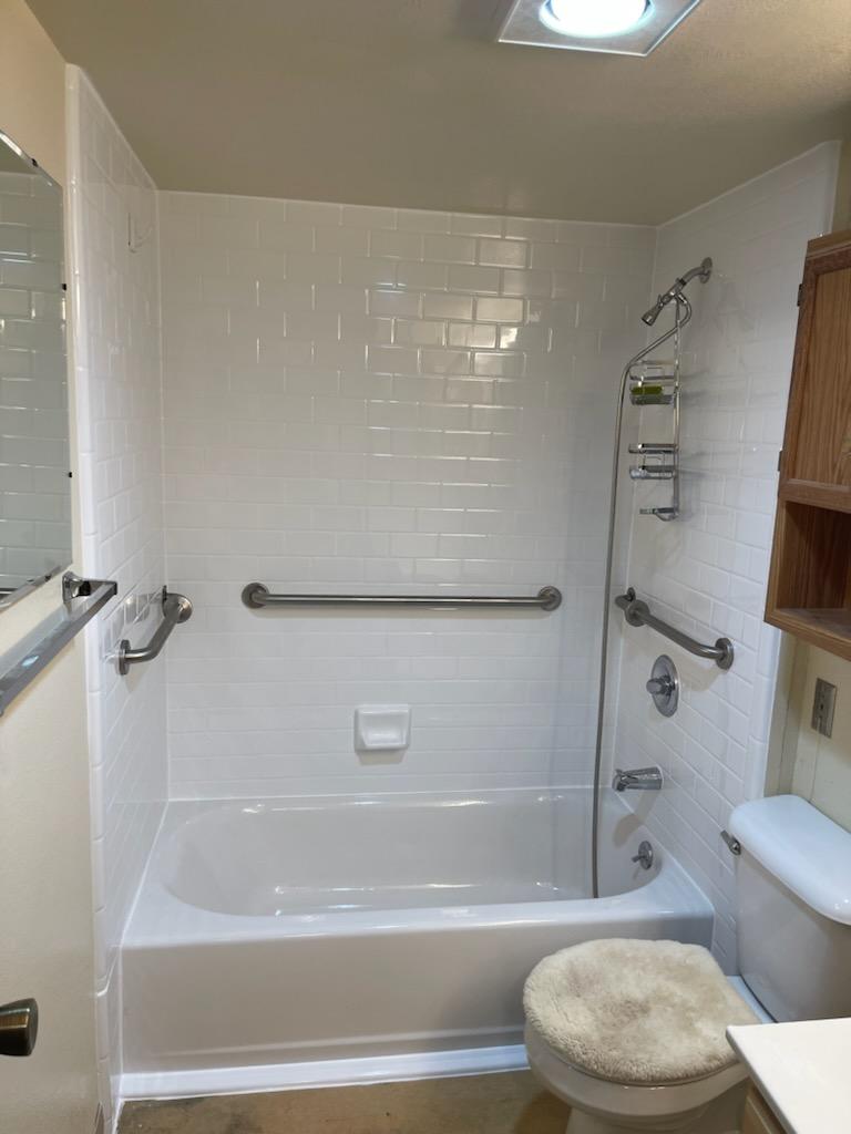 Handicapped disabled access shower with grab bars